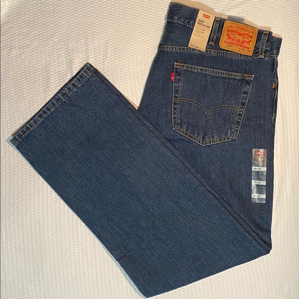 NWT Men’s LEVI’S 505 Regular Jeans Dark Wash 42x32